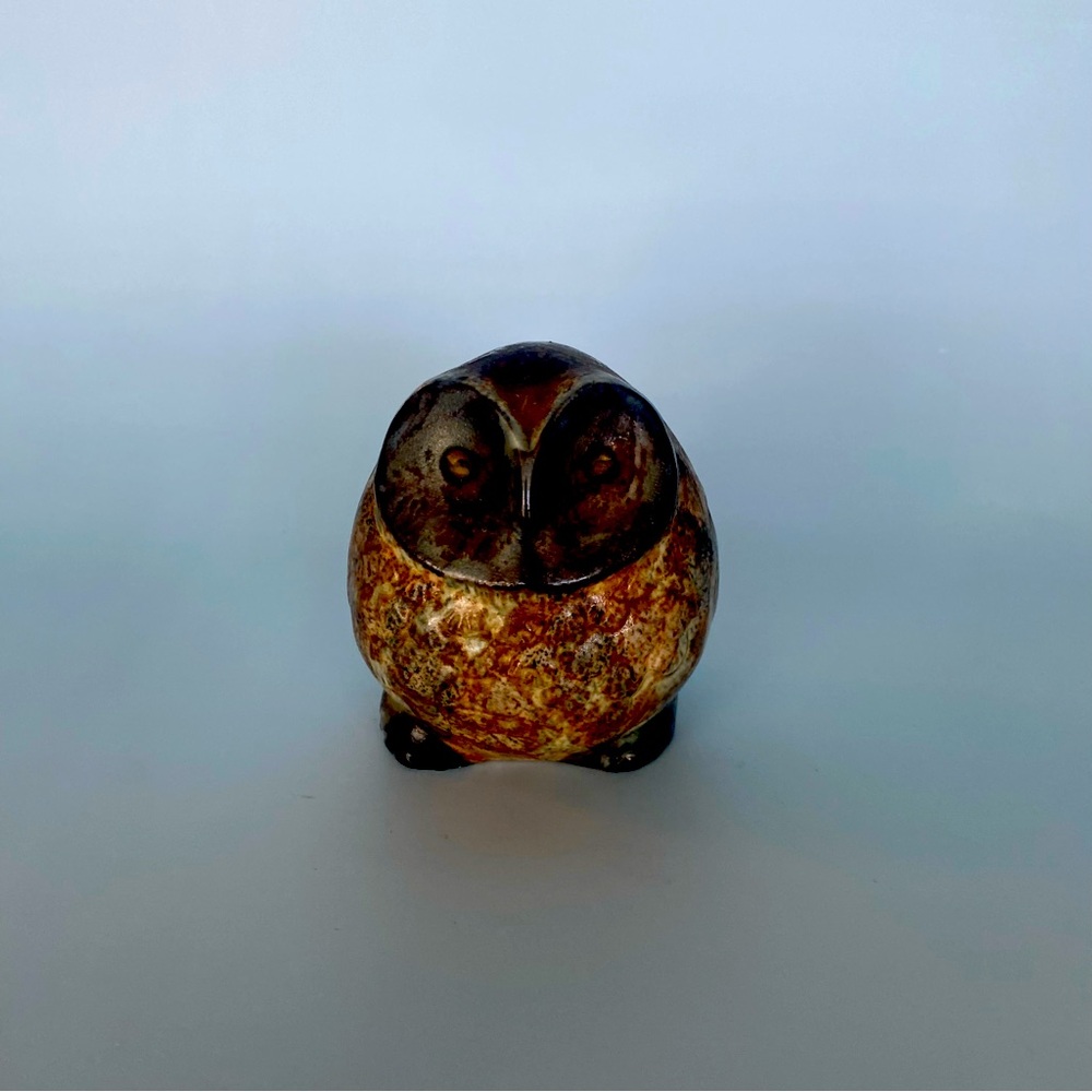 Ceramic Brown and Black Owl Figurine